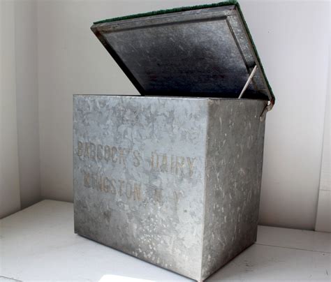 vintage metal milk delivery box|galvanized metal milk box.